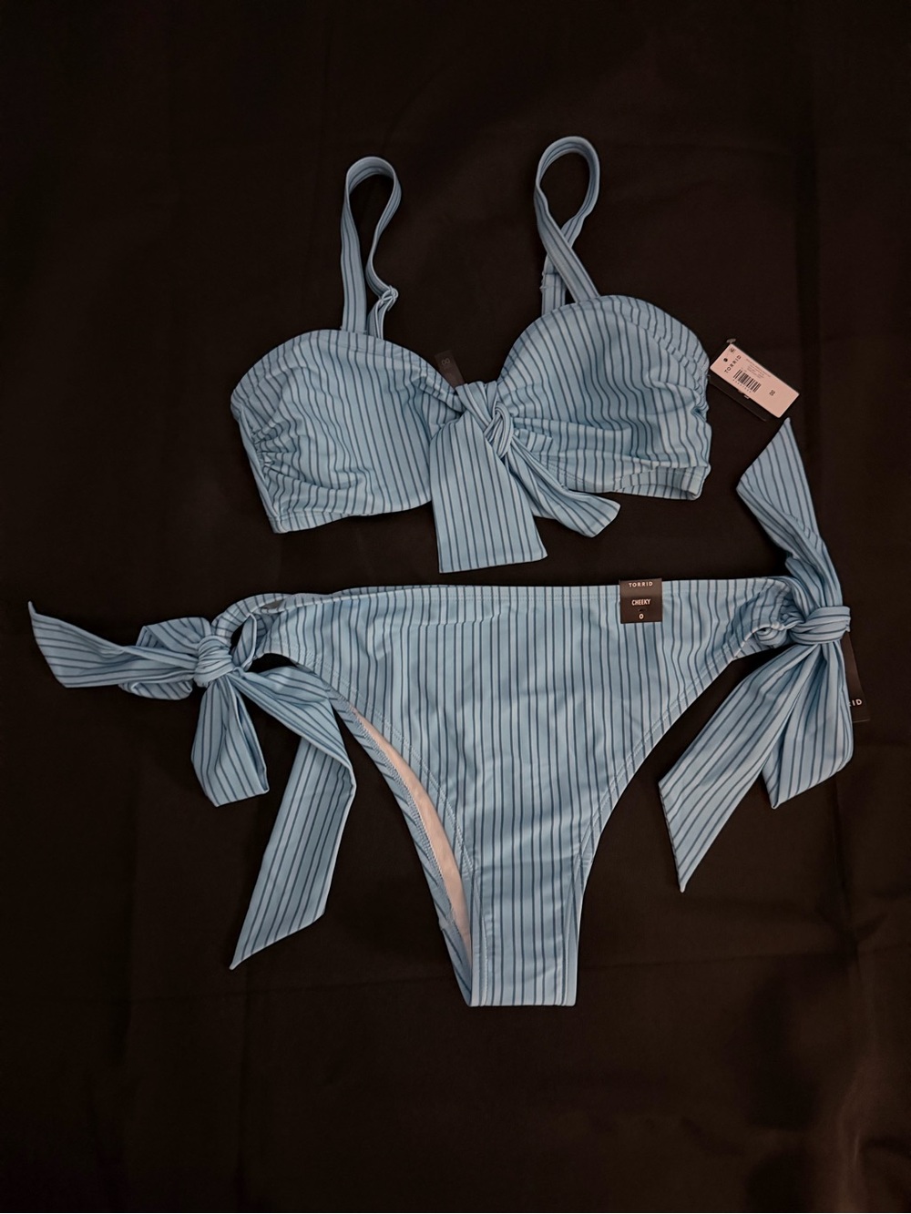 NWT Torrid Striped Light Blue Tie-Side Bikini Set